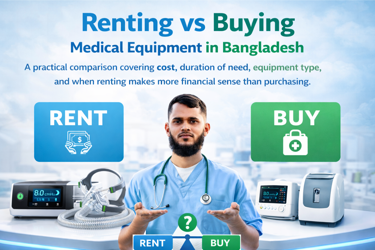 Comparing costs of renting versus buying home medical equipment in Bangladesh