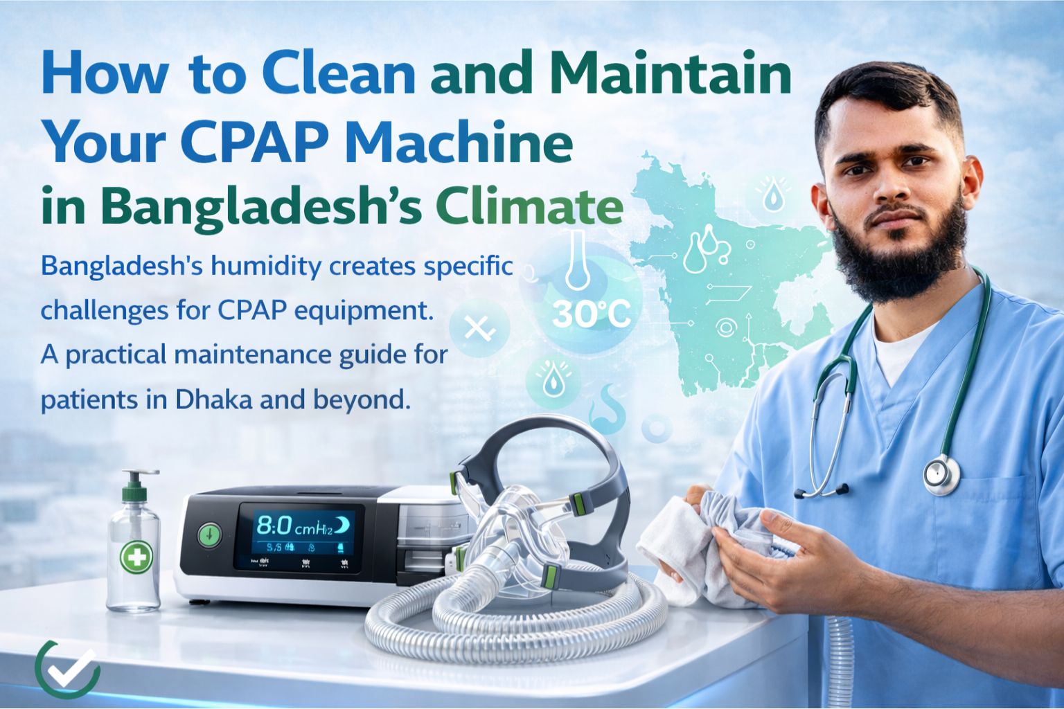 Step-by-step CPAP machine cleaning and maintenance guide for humid climate in Bangladesh